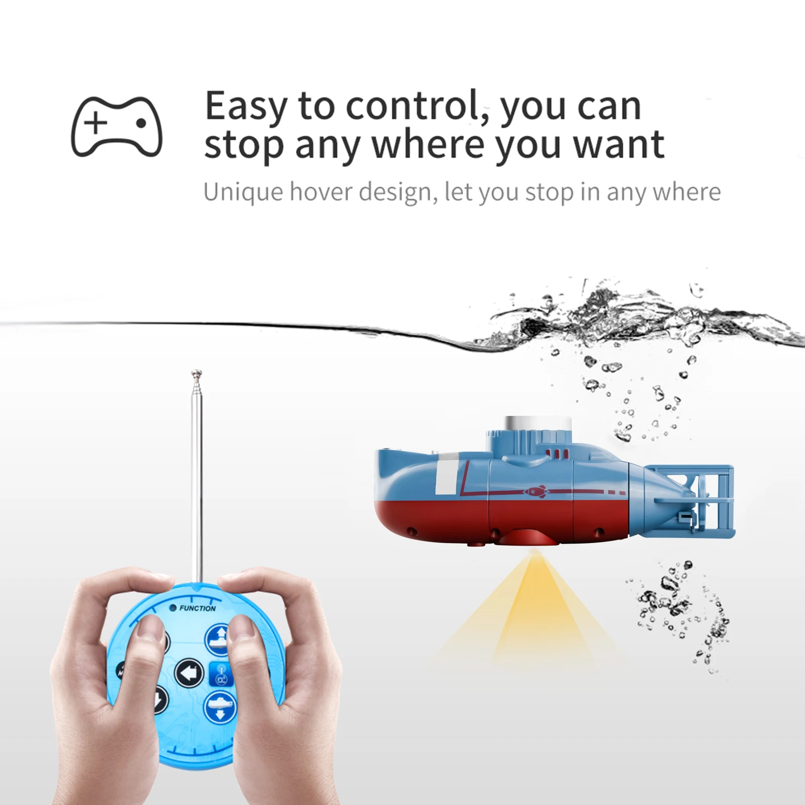 Mini Submarino RC De 2,4 GHz Con Mando A Distancia – 6 Canales, Sumergible Y Flota, Ideal Para Regalo De Adultos