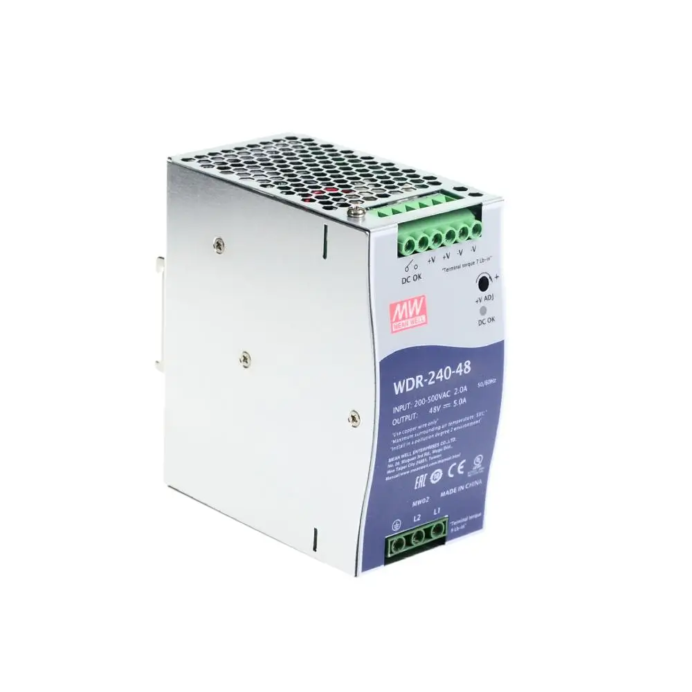 Mean Well WDR-240 series 180-550VAC Input voltage meanwell DC 24V 48V 240W Single Output Industrial DIN RAIL Power Supply