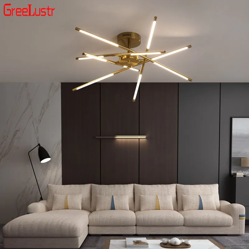 Modern Gold Metal Led Chandelier Ceiling Lamp Home Deco Pendant Lights Living Dining Room Plafond Lustres Surface Luminaire