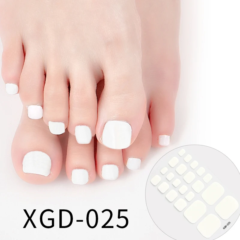 Summer Style 22tips Nail Stickers DIY Artificial Soild Color Toe Nails for Design Full Cover Foot Nail Art Decoration Stickers