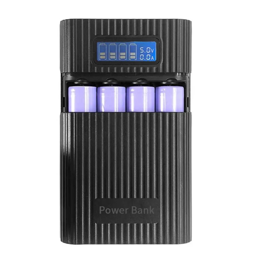 4 Slot 18650 Battery Charger LCD Display DIY Mobile Power Bank Case Enclosure Two USB Output Connectors