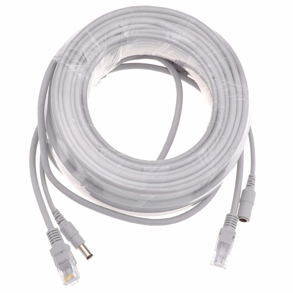 CCTV RJ45 Extension Cable With Power Connect 5M/10M/20M/30M DC Power Cat5 Internet Network LAN Cord For IP CCTV Camera System