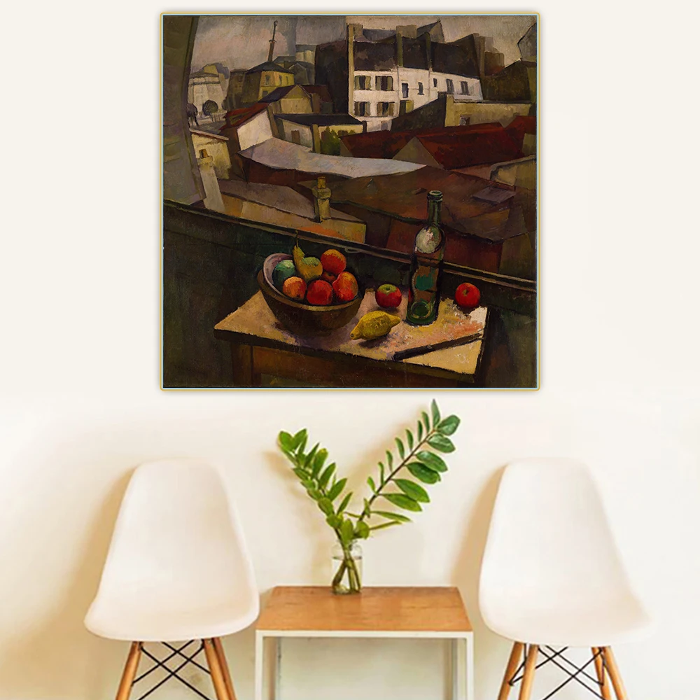 Diego Rivera《Knife and Fruit in Front of the Window》Canvas Art Oil Painting Poster Picture Wall Hanging Decor Home Decoration