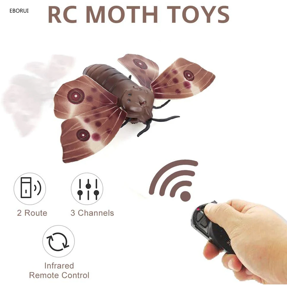 EBORUI RC Moth Simulated Animal Toys Remote Control Moth Toys Infrared Sensing Portable RC Toy for Kids Gift for Kids