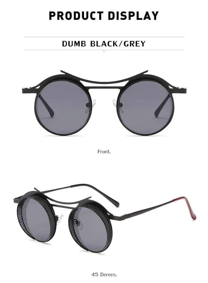 Steampunk Sonnenbrille Männer Mode Runde Punk Gläser Frauen Vintage Luxus Retro Vasos Decorativos Gafas De Sol Zonnebril Heren – Detail 14