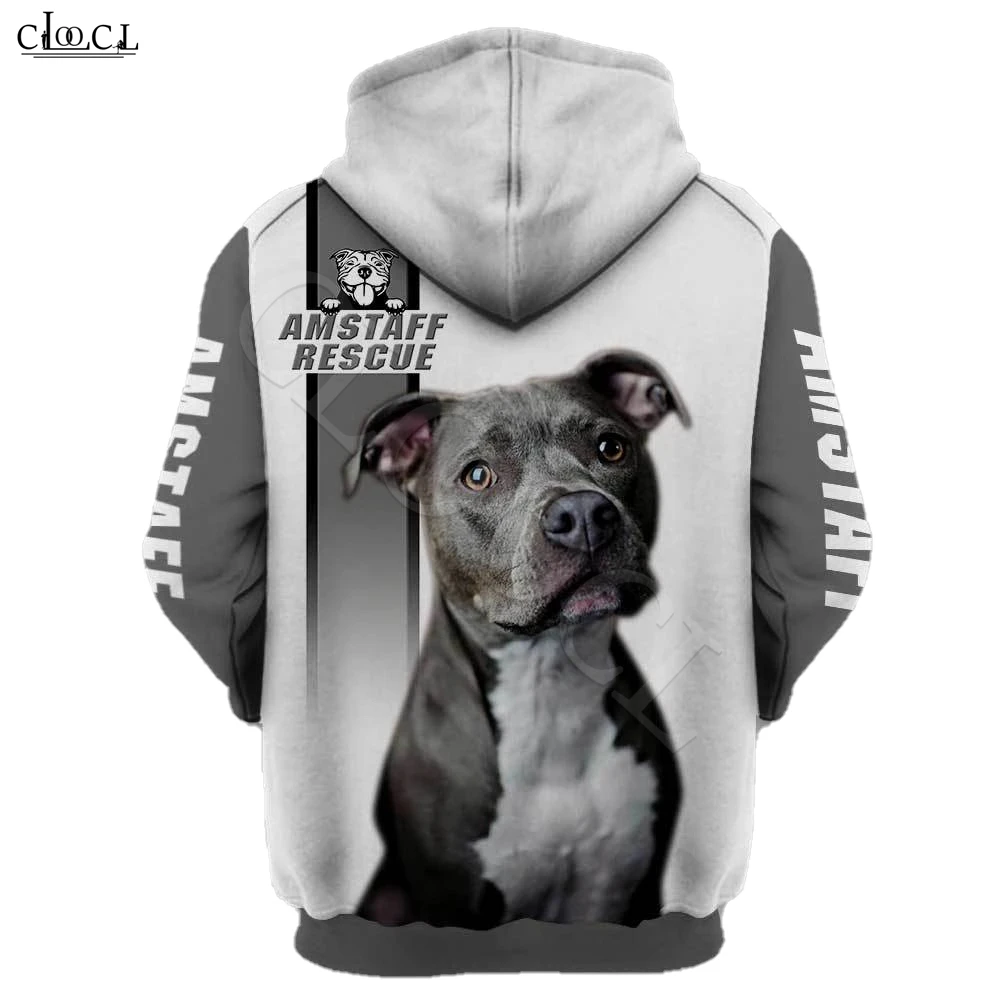 CLOOCL 2021 moda Animal Rescue Amstaff Dog 3D bluza z kapturem z nadrukiem mężczyźni kobiety bluza Casual Pet Dog Designs bluza z kapturem