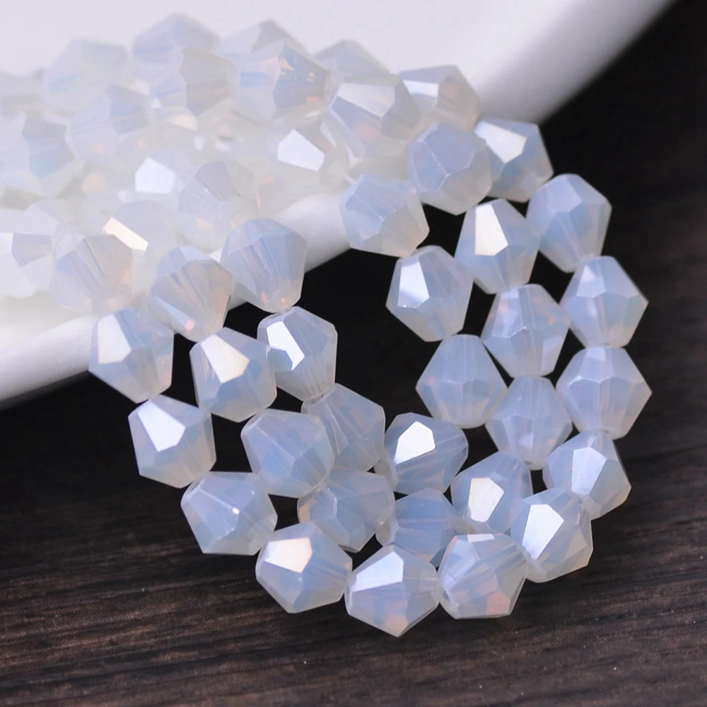 AB Plated Bicone Faceted Crystal Glass Loose Spacer Beads Lot Colors 3mm 4mm 6mm 8mm For Jewelry Making DIY