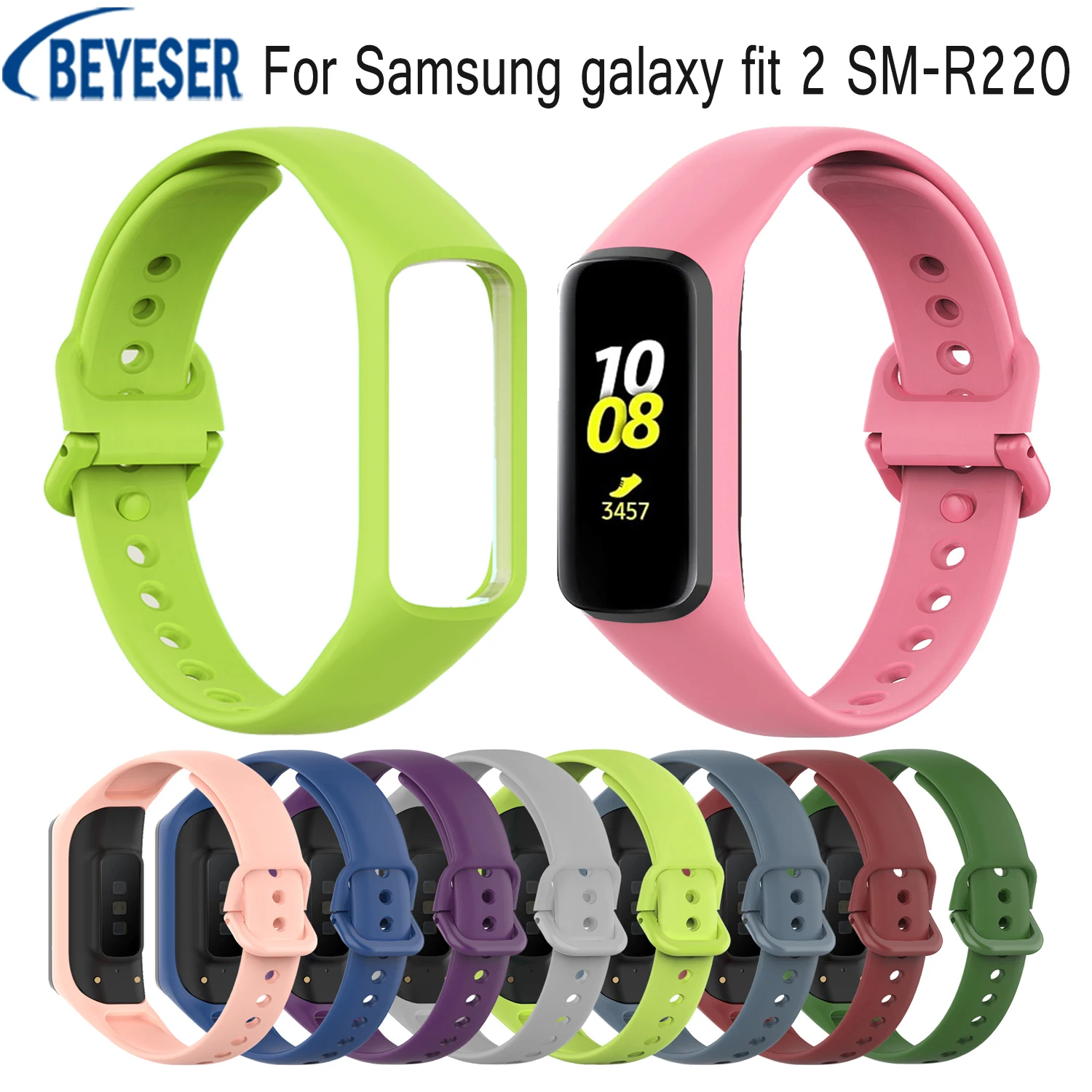 Penggantian Gelang Silikon Lunak Gaya Resmi Tali Gelang untuk Samsung Galaxy Fit 2 SM-R220 Aksesoris Tali Jam Tangan Pintar