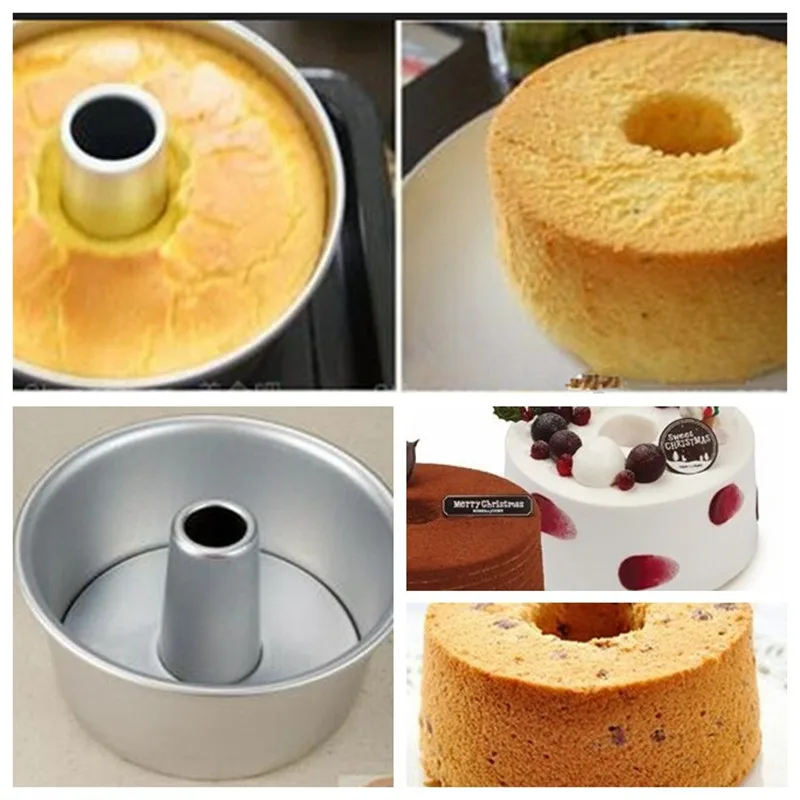 6inch 8inch Aluminum Alloy Round Chiffon Cake Pan Removable Bottom Hollow Chimney Cake Mold DIY Baking Cake Tools