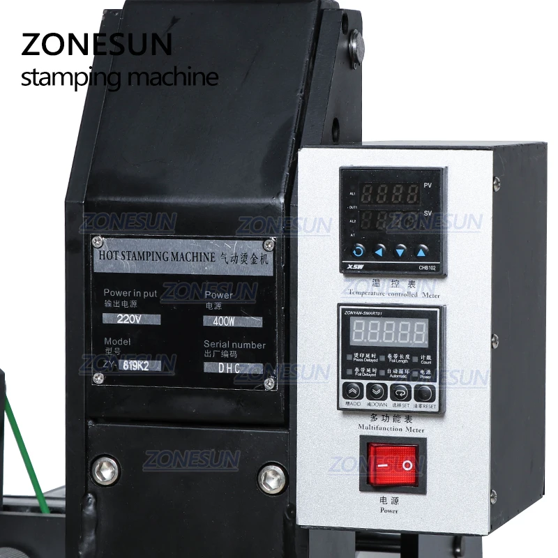 ZONESUN ZS-819k2 116*120mm profesjonalne pneumatyczne automatyczne skórzane LOGO maszyna do wytłaczania folią na gorąco prasa termiczna maszyna