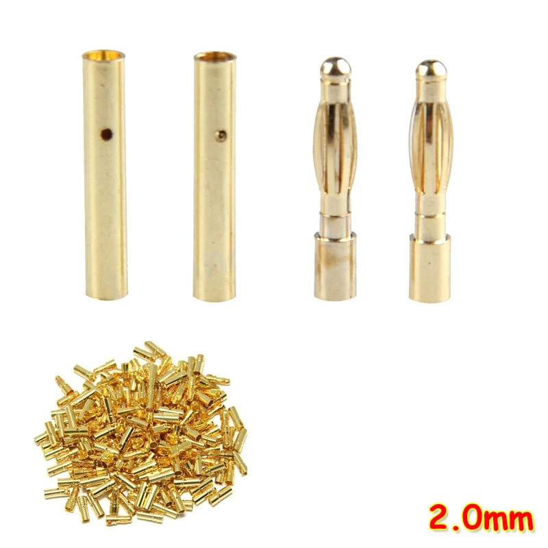 10 Pairs 2.0mm 3.0mm 3.5mm 4.0mm 8.0MM Gold Plated Bullet Banana Plugs Male Female Connectors with 20CM Heat shrinkable tube