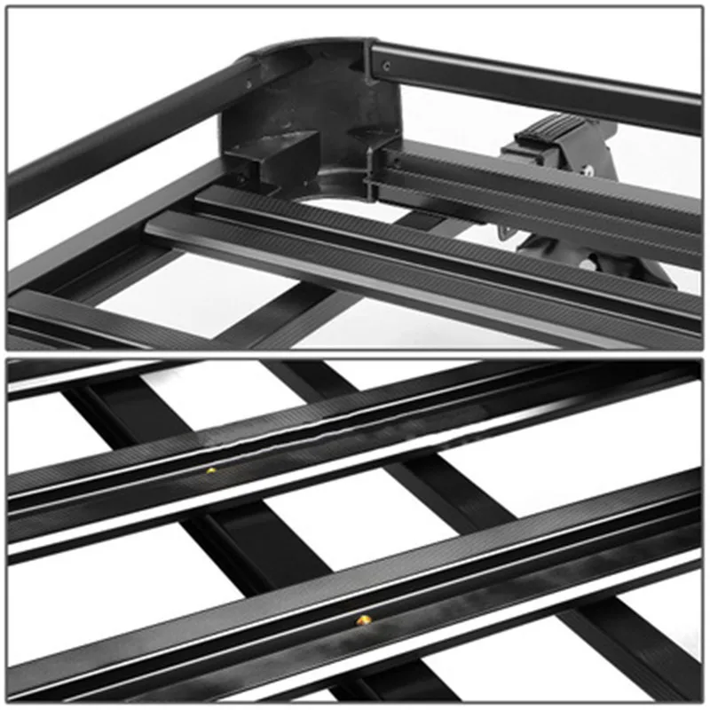 127X90 CM Universal Double Deck Aluminium Alloy Roof Rack Carrier Basket For SUV Car Top Cargo Silver Black