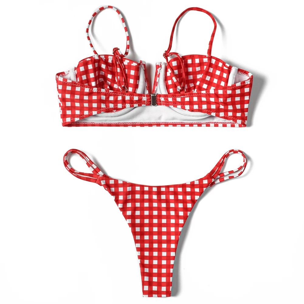 ZTVitality Plaid Underwire Sexy Bikini 2022 Nouveau Rembourré Push Up Maillot De Bain Vêtements De Plage Maillots De Bain Femmes Maillot De Bain