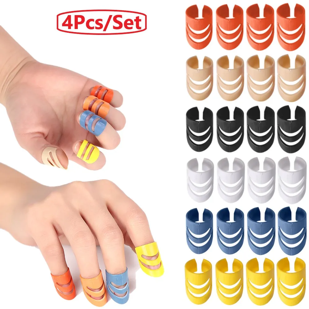 4pcs Guitar Ukulele Plastic Thumb Finger Nail Fingertip Picks Protectors Set ALaska Pik Finger Pick For Acoustic Electric Guitar