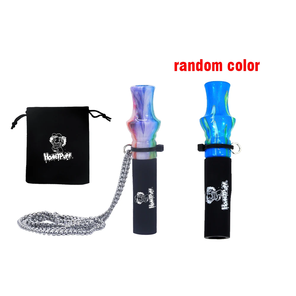 

HONEYPUFF Resin& Silicone Hookah Mouthpiece With Stainless Chain Boquillas Cachimba Free Random Color Nozzle ShiSha accessories