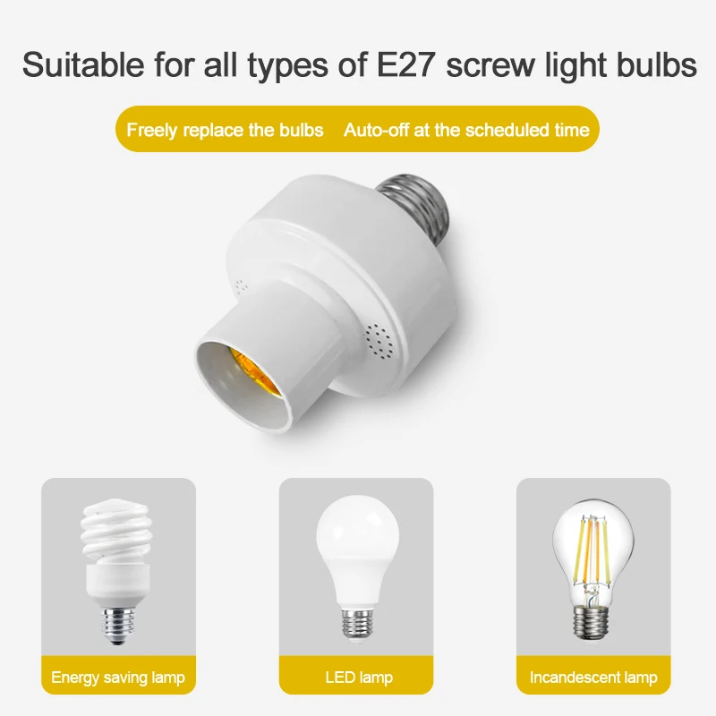 E27 Smart Lamp Holder EWeLink APP Smart Light Socket Bulbs Adapter Smart Home With 2.4G Gateway Voice Control Via Alexa Google