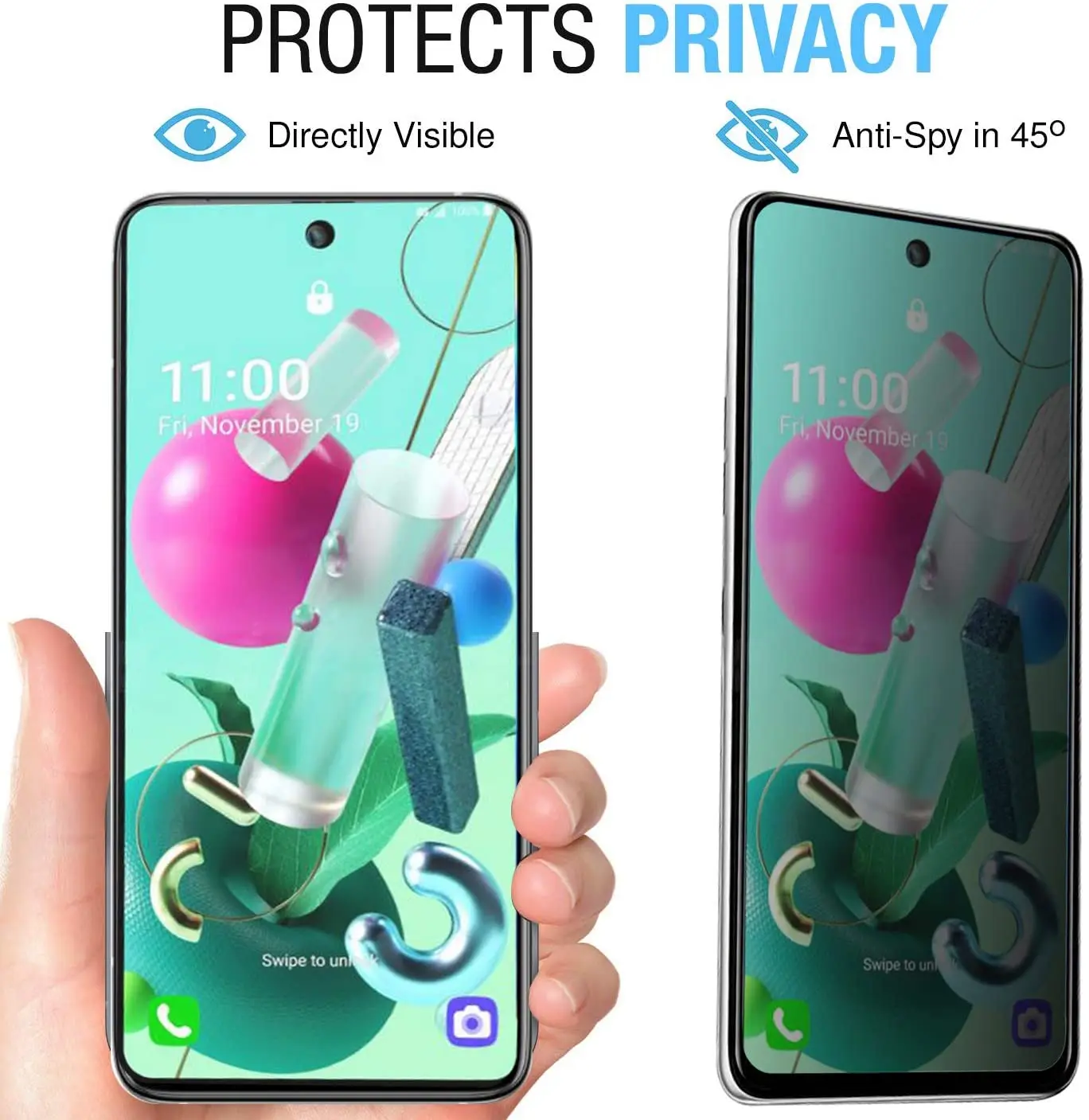 Privacy Filter Tempered Glass Film AntiSpy Shield Screen Protector for LG Q92 K92/LG K42 K52 K62 Q52