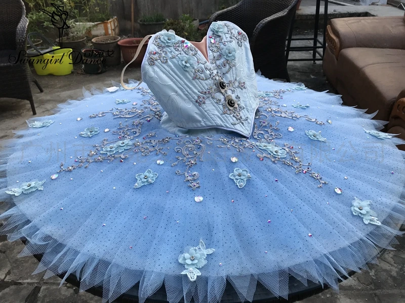 Poupée féerique blanche et argentée pour filles, concours, Costume de scène classique pour femmes, Tutu, BT4002