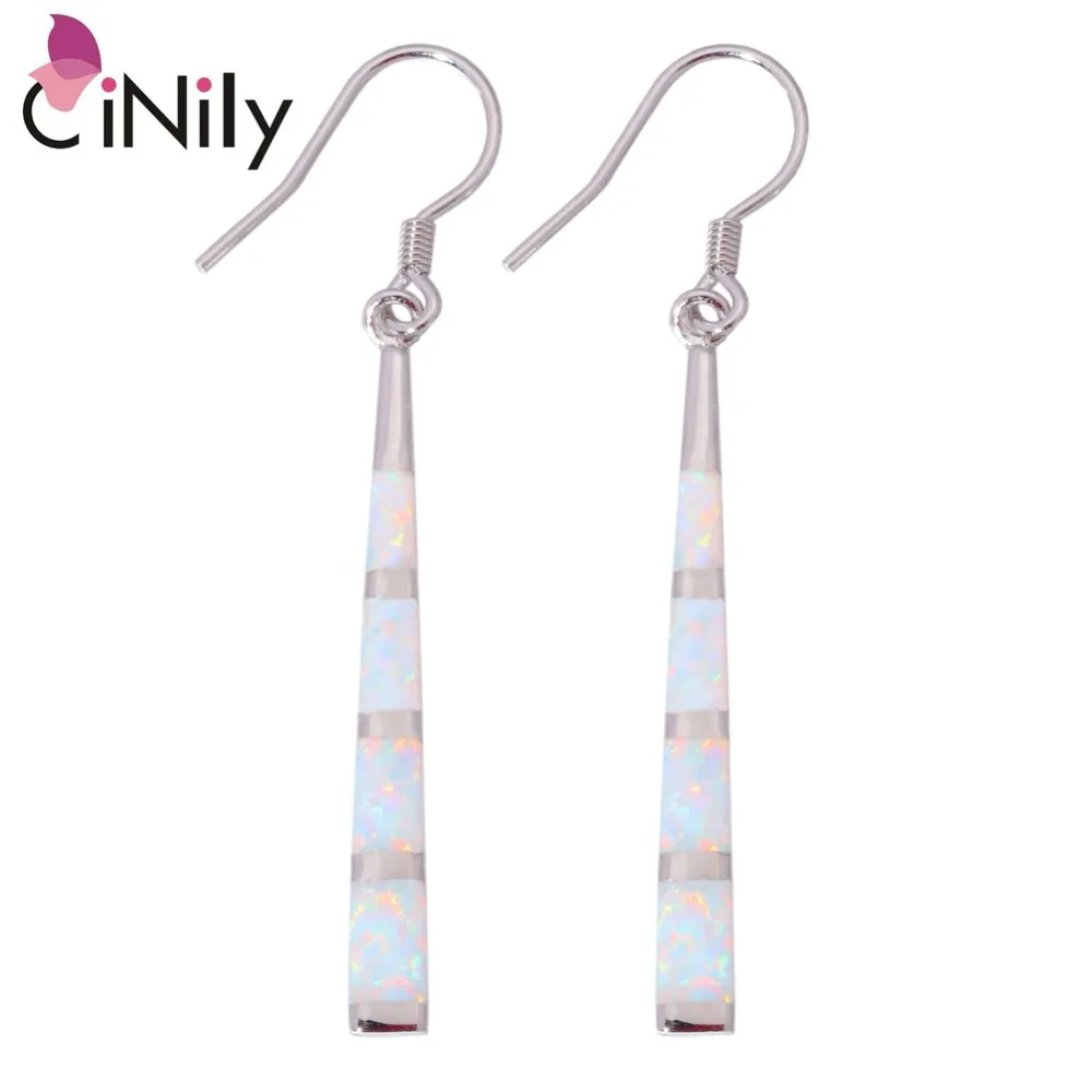 CiNily Authentic. Solid 925 Sterling Silver Created White Green Fire Opal Wholesale for Women Jewelry Drop Earrings SE004-05