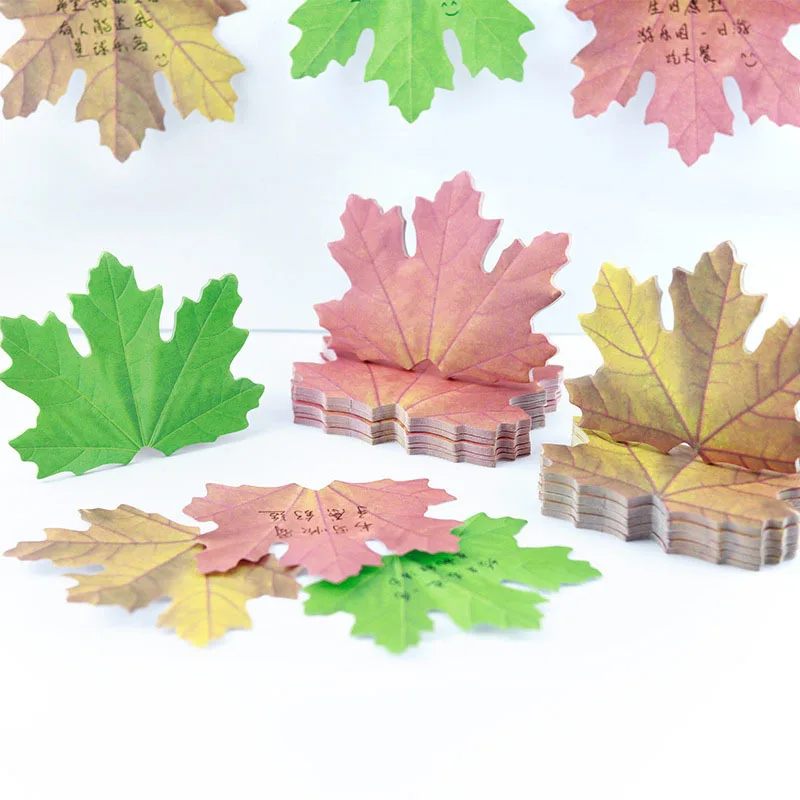 1 Pieces Lytwtw's Cute Cartoon Maple Leaves Sticky Notes Stationery Sticker Memo Pad Planner Office School Supplies