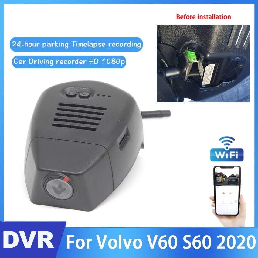 

Новинка! Для Volvo V60 S60 2020 2021 Автомобильный видеорегистратор DVR Мини управление APP Wifi камера HD 1080P регистратор видеорегистратор