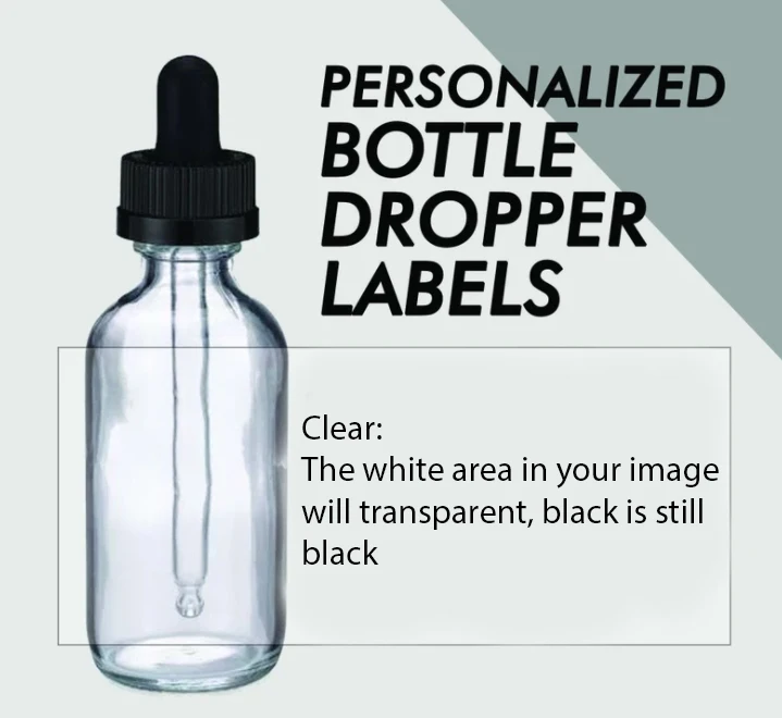 Personalized Dropper Bottle Labels Custom Packaging Stickers Clear Adhesive Cosmetic Logo DIY Beauty Product Essential Oil 1oz