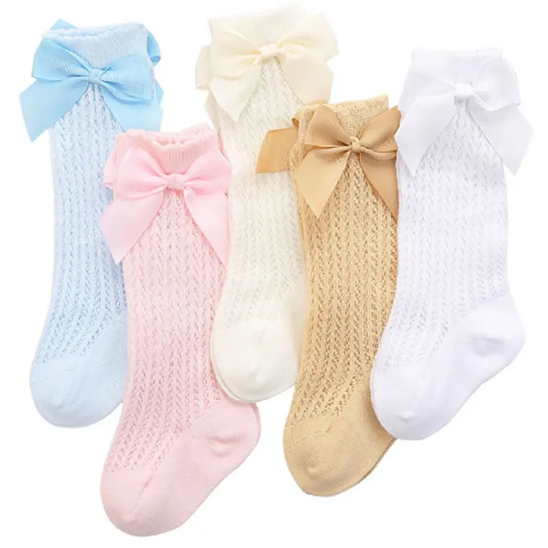 

Baby Socks Anti-mosquito Knee Length Socks Boneless Loose Socks Princess Summer Bowknet Knee High Mesh Thin Baby 78(%) Cotton