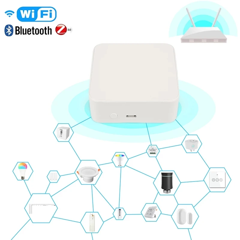 Zigbee-Hub de malla con Bluetooth para el hogar, enlace de enlace con Bluetooth, funciona con aplicación de Control de vida inteligente, compatible