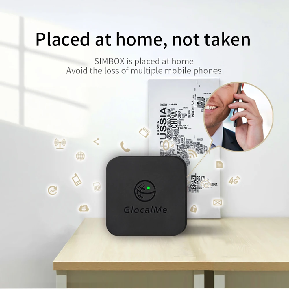 Glocalme Call Multi SIM Dual Standby No Roaming Abroad 4G SIMBOX for iOS & Android No Need Carry WiFi / Data to Make Call &SMS