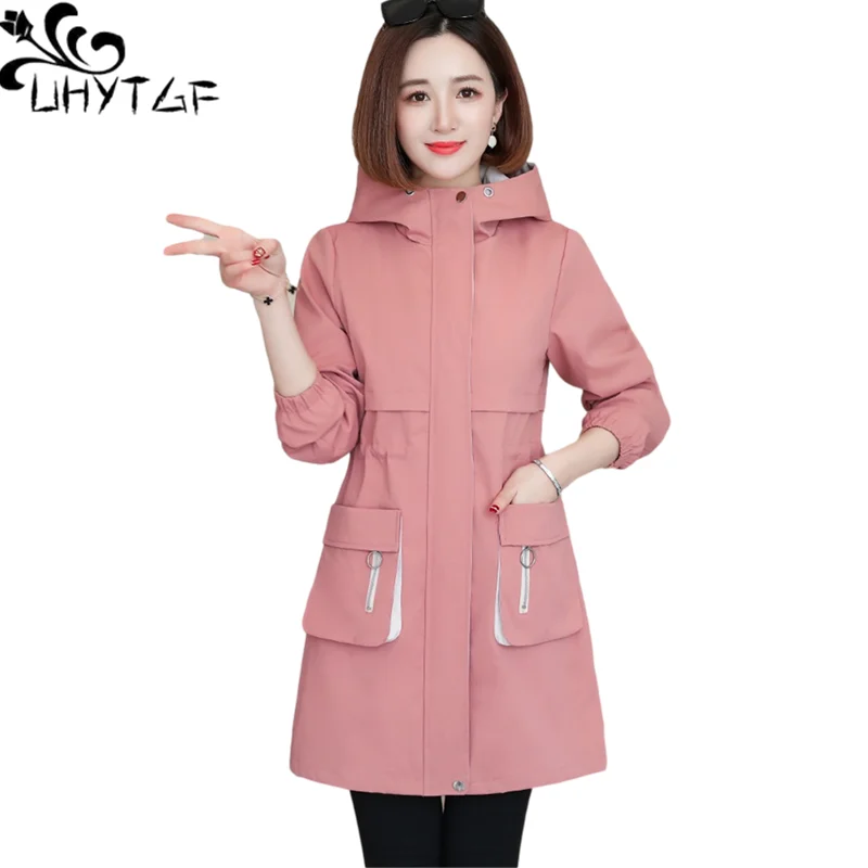 UHYTGF Jacket Women Fashion Thicken Warm Winter Cotton Coat Female Parker Female Mid-Length Hooded Casual Big Size Outwear 1186