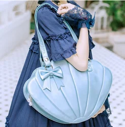 Sweet lolita big shell bag cute bowknot kawaii girl shoulder bag loli cosplay gothic lolita bag