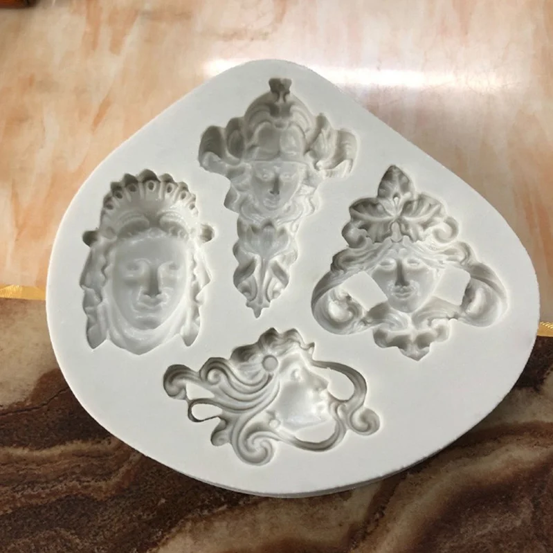 European Retro head portrait silicone fondant silicone mold DIY cake edge embossed baroque pattern mold soft candy mold