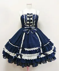 Palace lace princess ball cosplay jsk lace strap dress  high waist printing victorian dress kawaii girl gothic lolita jsk loli