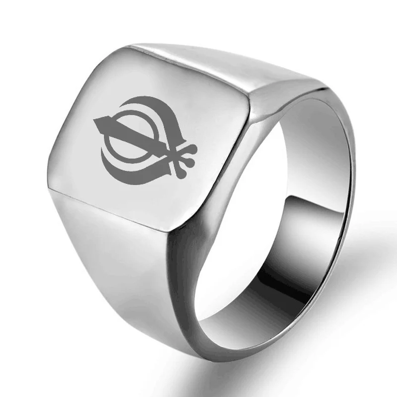 

Simple Personalized DIY Ring for Men Stainless Steel Sikhism Sikh Band Rings Customized Male Jewelry