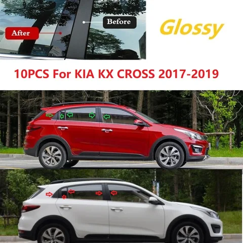 10 шт. глянцевые черные полированные столбики для KIA KX CROSS 2017-2019 оконная отделка Обложка BC наклейка на столбик