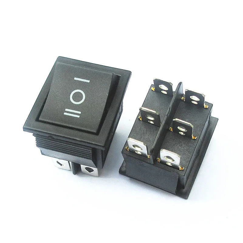 KCD4 Black Rocker Switch 25x31mm 3 Modes 6pins Boat-shaped Switches 16A AC250V 20A AC125V