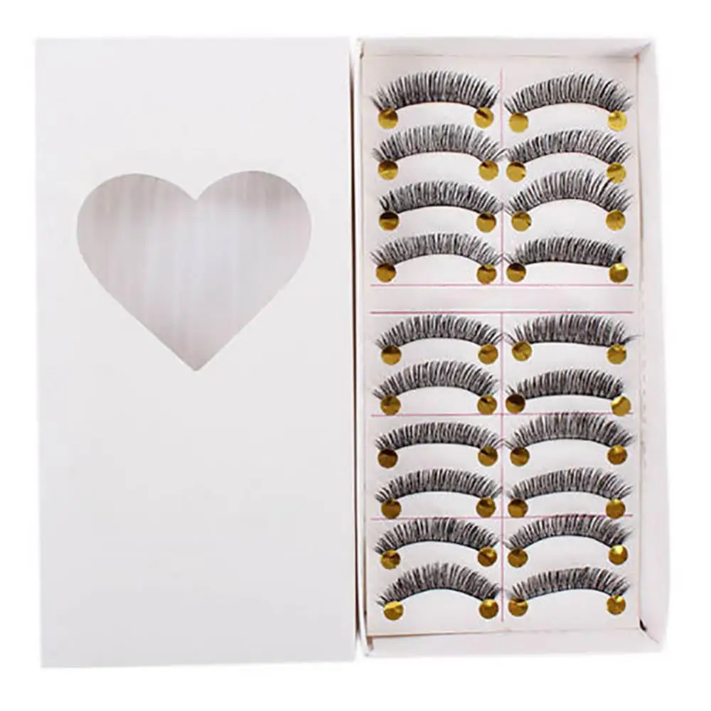 10 Pairs Thick Long Cross False Eyelashes Makeup Natural Fake Thick Black Eye Lashes Box Package