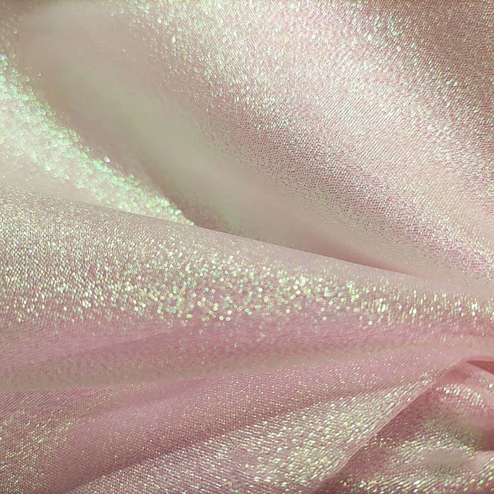 Laser Tulle Fabric Organza Yarn Colorful Sewing Mesh Cloth Fluorescent Yarn Silk Stage Clothing Transparent