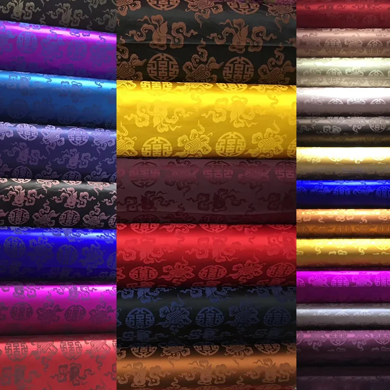 100% Real Silk  Jacquard Brocade Cloth  fabric Texture Cheongsam Satin China Antique Style Chinese Clothing Tibetan Robe/0.5m