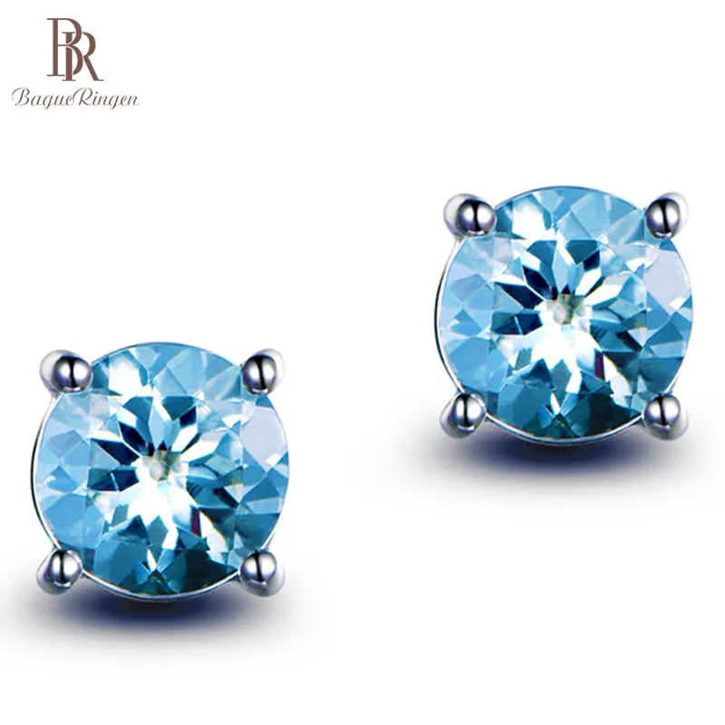 Bague Ringen Classical Female Fashion Jewelry Retro Single Earrings For Women Blue Green Red Gemstone Ear Studs 5 Colors Choice