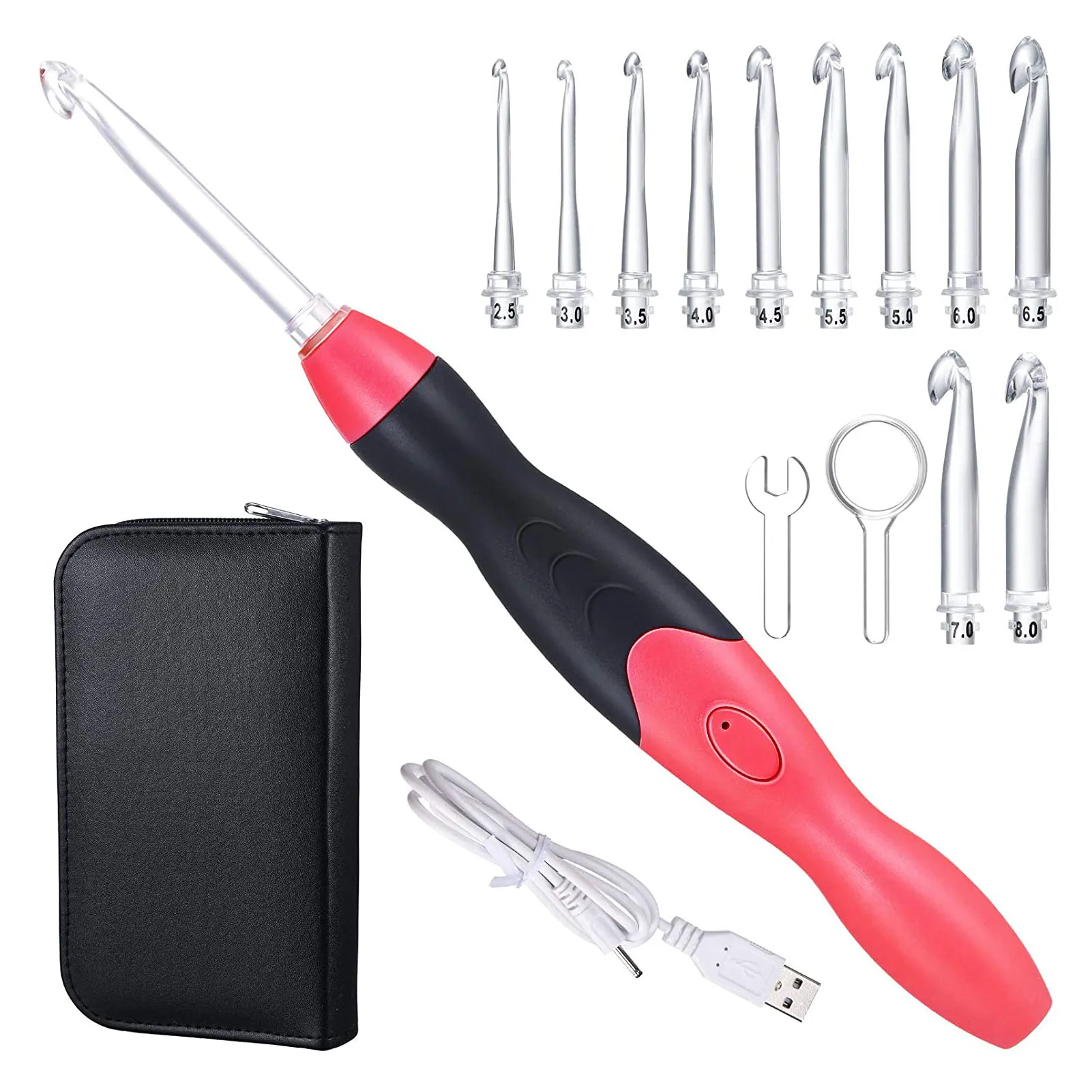 11-in-1 Crochet Hooks Set 2 Mm To 10 Mm Light Up Crochet Hooks With Case For DIY Enthusiasts