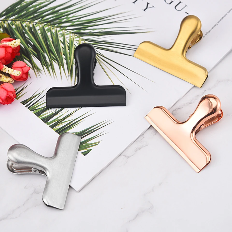 Stainless Steel Rose Gold Black Snack Sealing Clip Nordic Style Food Clip Household Multifunctional File Bill Clip