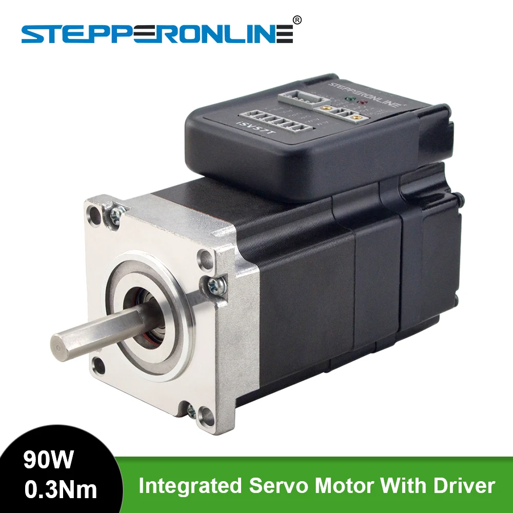 STEPPERONLINE 90W Nema 23 Integrated Servo Motor with Driver 3000RPM 0.3Nm 20-50VDC Brushless DC Mini Servo Motor and Driver