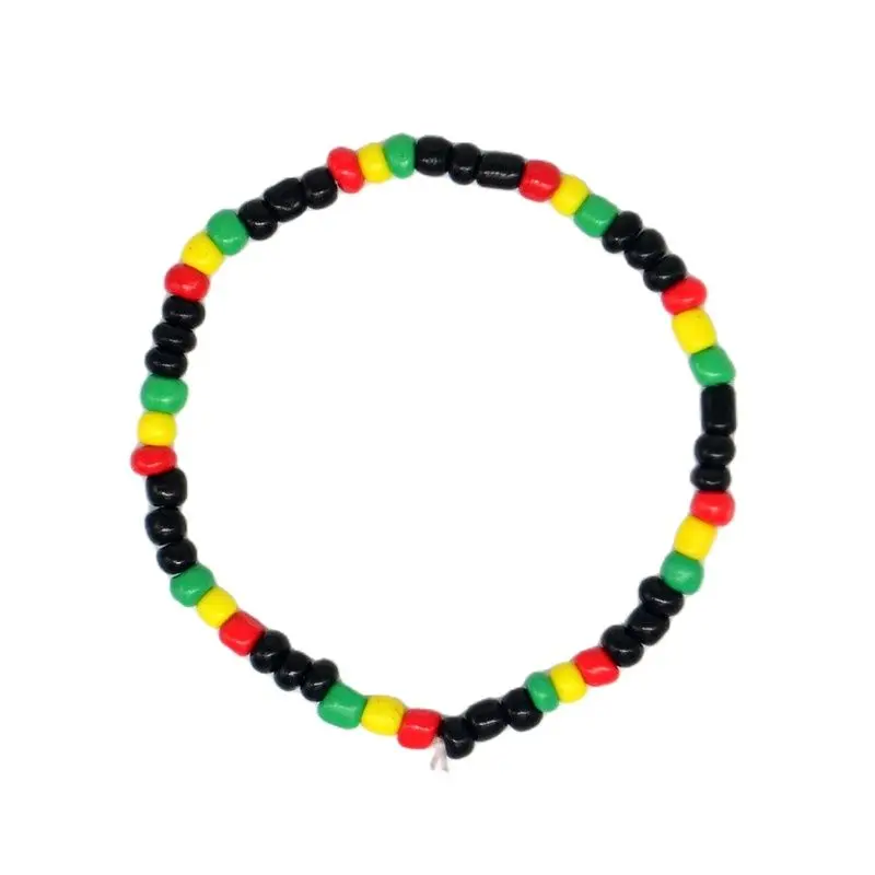 40x Glass Seed Beads Bracelet Rasta Reggae Punk Hiphop  Elastic Stretch Bracelets Fashion Jewelry