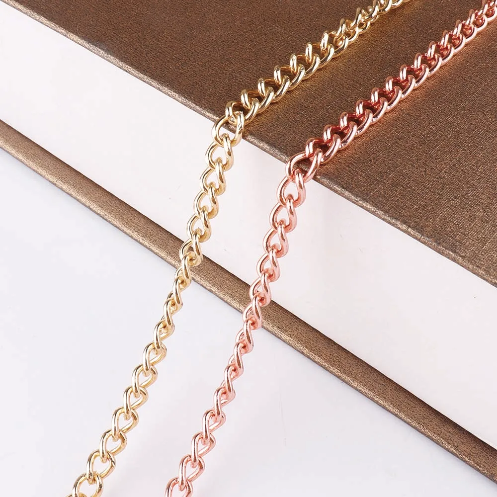 3FT(90cm)  5*7mm Rose gold/gold Metal Purse Chain Strap Handle Handle Replacement For Handbag Shoulder Bag belts decoration DIY