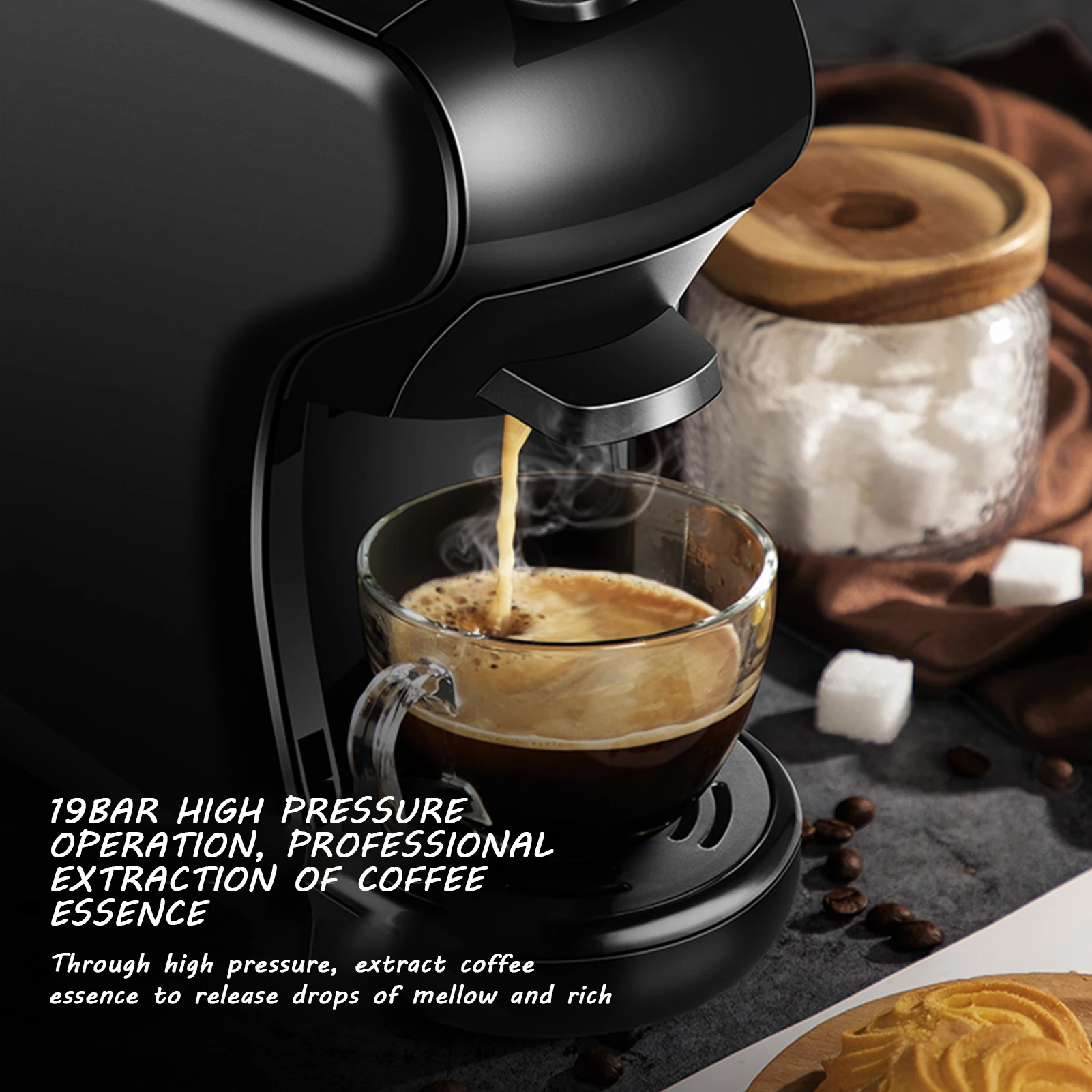 3 in 1 Multiple 19 Bar Espresso Coffee Machine Fully Automatic Capsule Coffee Maker Fit Nespresso Dolce Gusto And Coffee Powder