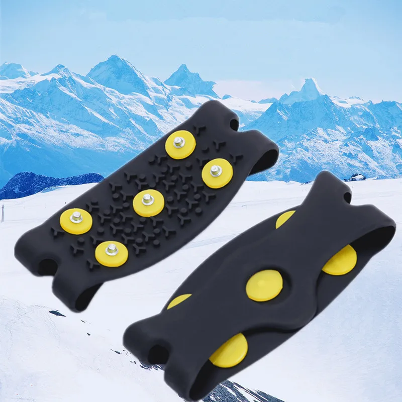 1 Pair 5-Stud Snow Ice Claw Climbing Anti Slip Spikes Grips Crampon Cleats Shoes Cover for Women Men Boots Cover Size 35-43