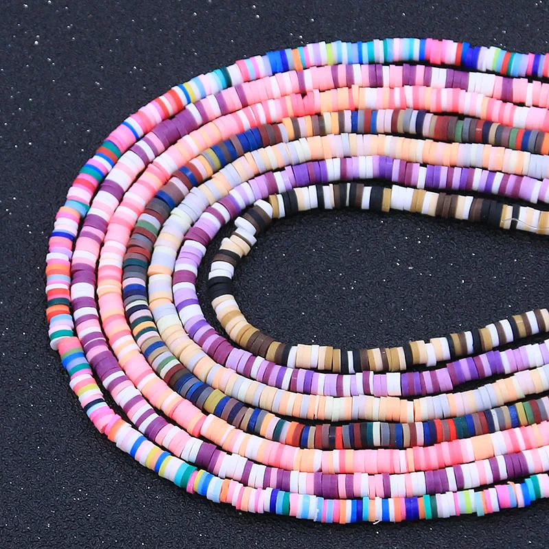 40cm/String 4MM 7 Color 2023 African Charm Soft Clay  Bohemian Plane Round Color Beads Spacer Beads Jewelry DIY