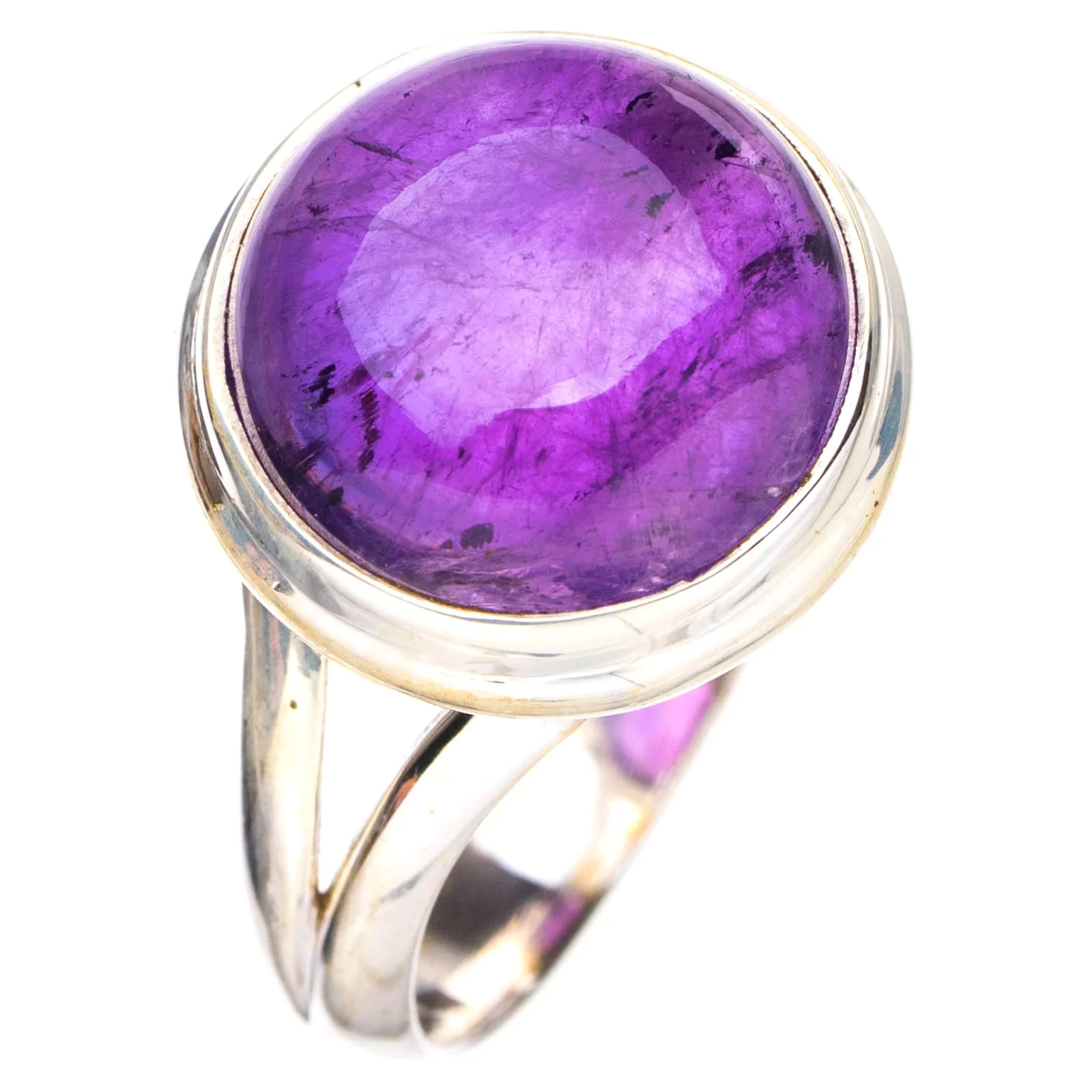 StarGems Natürliche Amethyst Handgemachte 925 Sterling Silber Ring 8,5 E7029