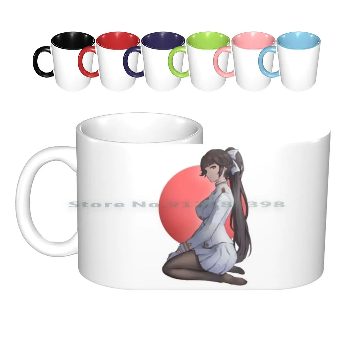 Azur Lane-Takao Ceramic Mugs Coffee Cups Milk Tea Mug Azur Lane Takao Big Tits Boobs Oppai Cleavage Thigh Highs Stockings